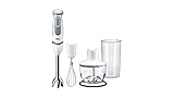 Braun Stabmixer MQ 5235WH Stabmixer – MultiQuick 5 Vario Pürierstab mit Edelstahl Mixfuß, 1000 Watt, inkl. 3-teiligem Zubehör-Set, weiß/grau