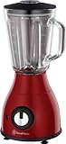 Russell Hobbs Essentials Standmixer (600 Watt, 1,5L Glasbehälter, 2 Geschwindigkeitsstufen), Schwarz, Rot, Transparent, 17956-56