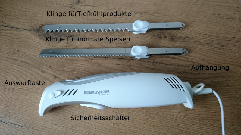 Zubehör und Features des Elektromessers von Rommelsbacher